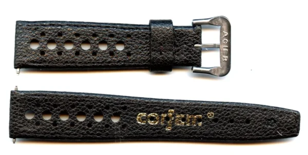 Classic 19mm Black Corfam® Rally Strap for TAG Heuer Autavia Re-edition - Image 2