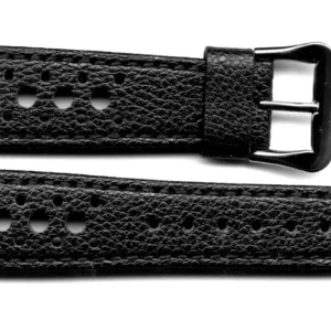 Classic 19mm Black Corfam® Rally Strap for TAG Heuer Autavia Re-edition